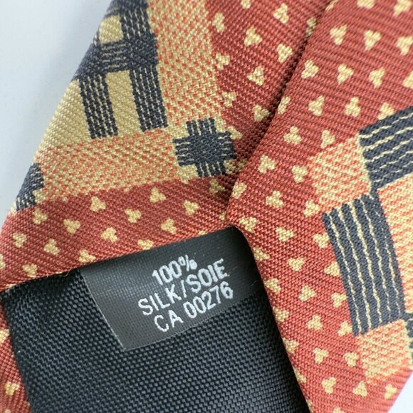 YVES SAINT-LAURENT Neckwear 100% Silk Geometric Rust Tie L 55" x W 3.5" - Picture 3 of 4